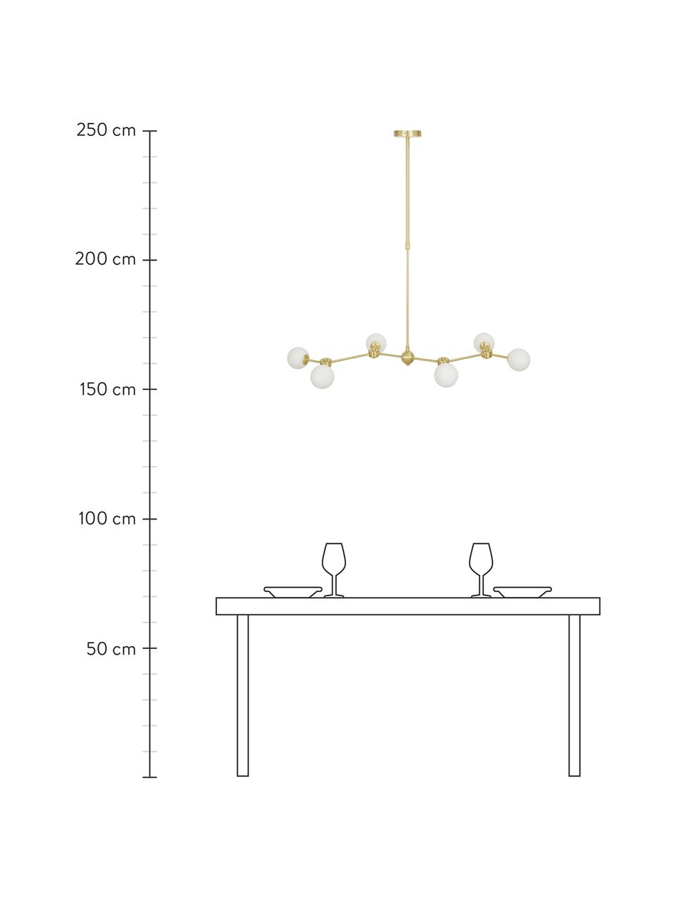 Lampa wisząca ze szkła opalowego Aurelia, Biały, mosiądz, S 110 x W 60 cm