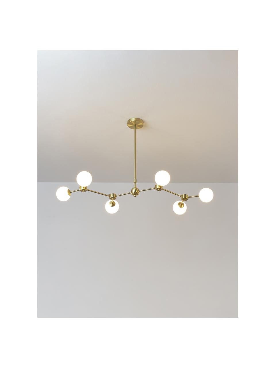 Grande suspension en verre opalescent Aurelia, Blanc, doré, larg. 110 x haut. 60 cm