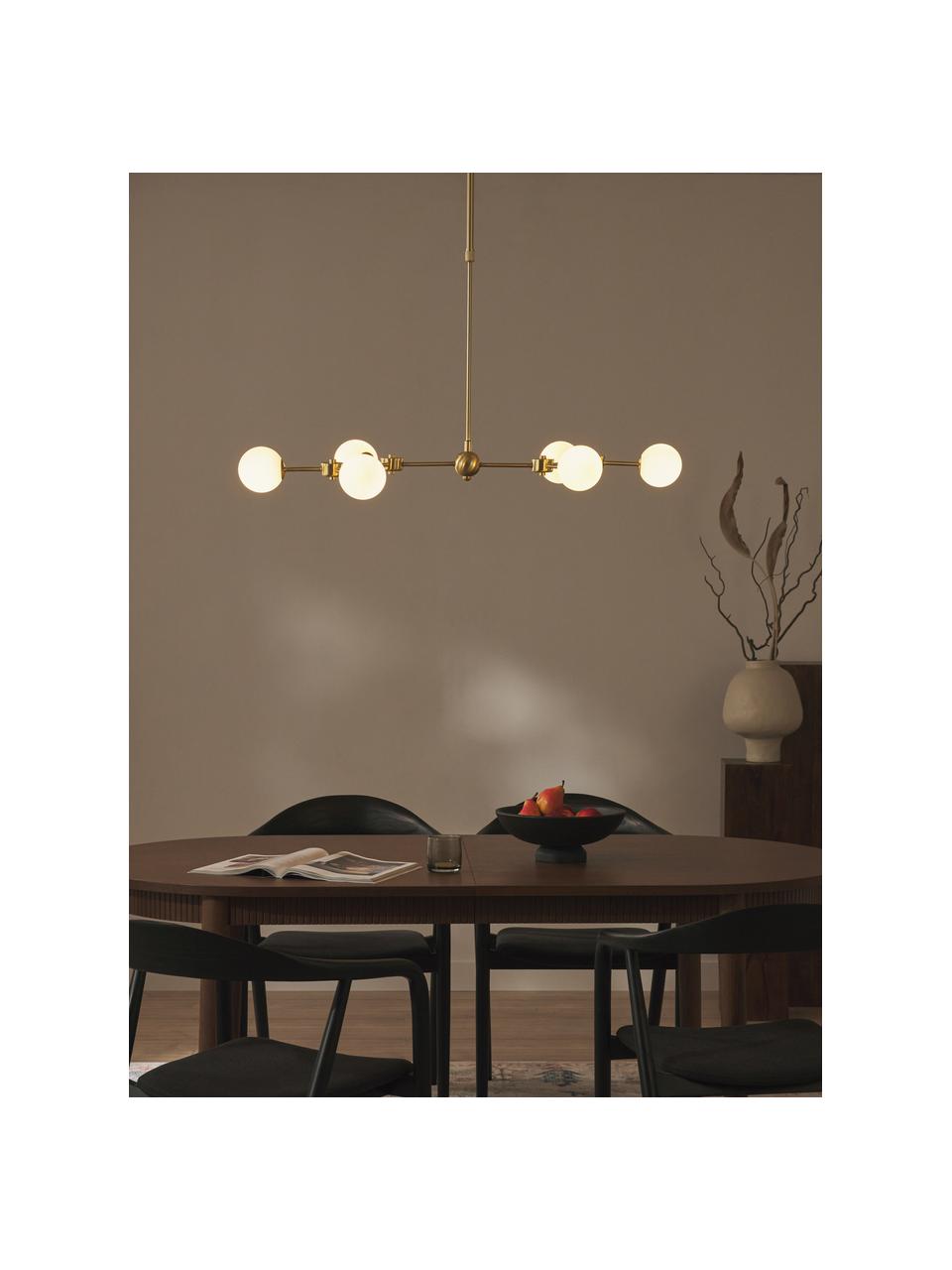 Grote hanglamp Aurelia van opaalglas, Wit, goudkleurig, B 110 x H 60 cm