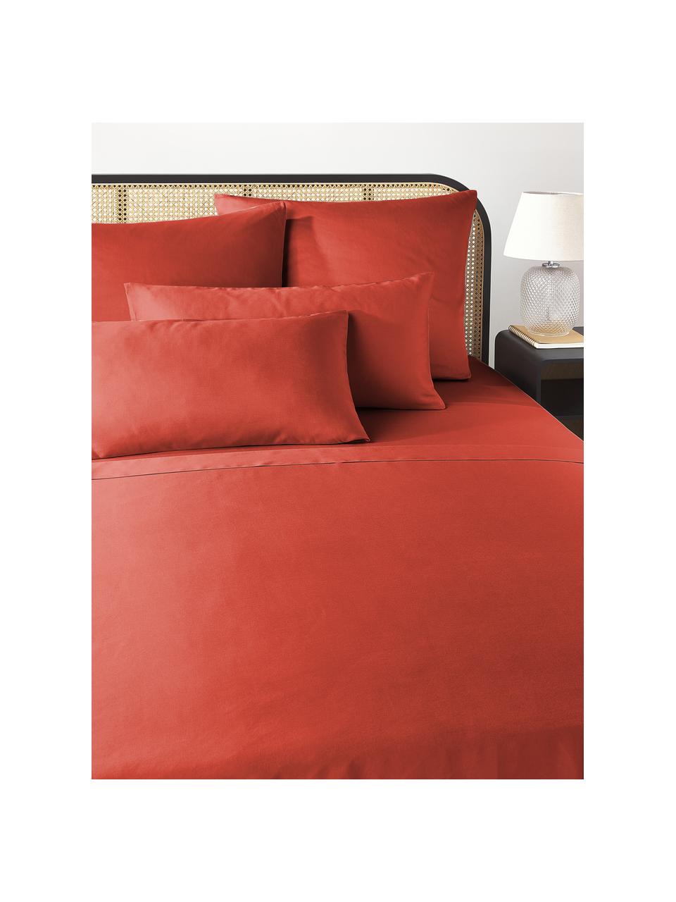 Baumwollsatin-Betttuch Comfort, Webart: Satin Fadendichte 300 TC,, Rostrot, B 240 x L 280 cm