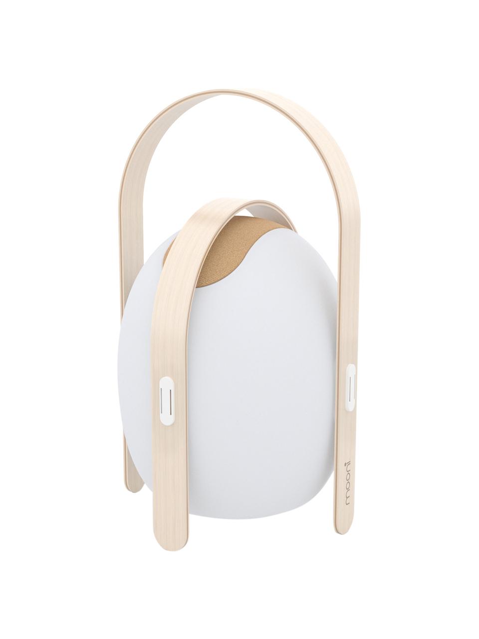 Lampada da esterno a LED portatile Ovo, Paralume: materiale sintetico (LDPE, Struttura: legno di olmo con impiall, Bianco, marrone chiaro, Ø 32 x A 50 cm