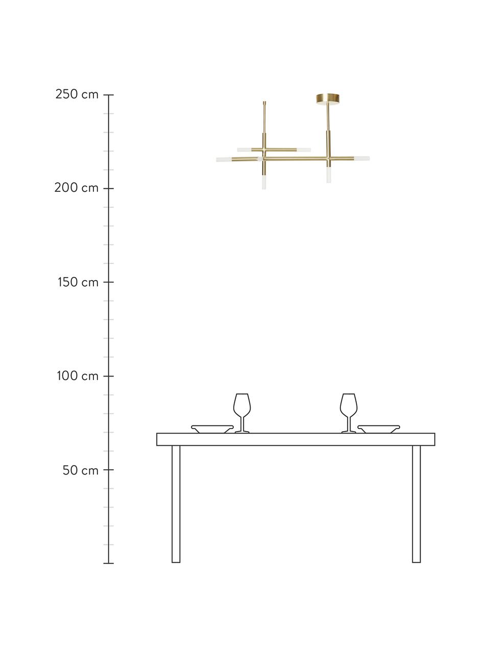 Lampada grande a sospensione a LED Gratia, Struttura: metallo zincato, Paralume: vetro acrilico, Baldacchino: metallo zincato, Dorato, bianco, Larg. 76 x Alt. 50 cm