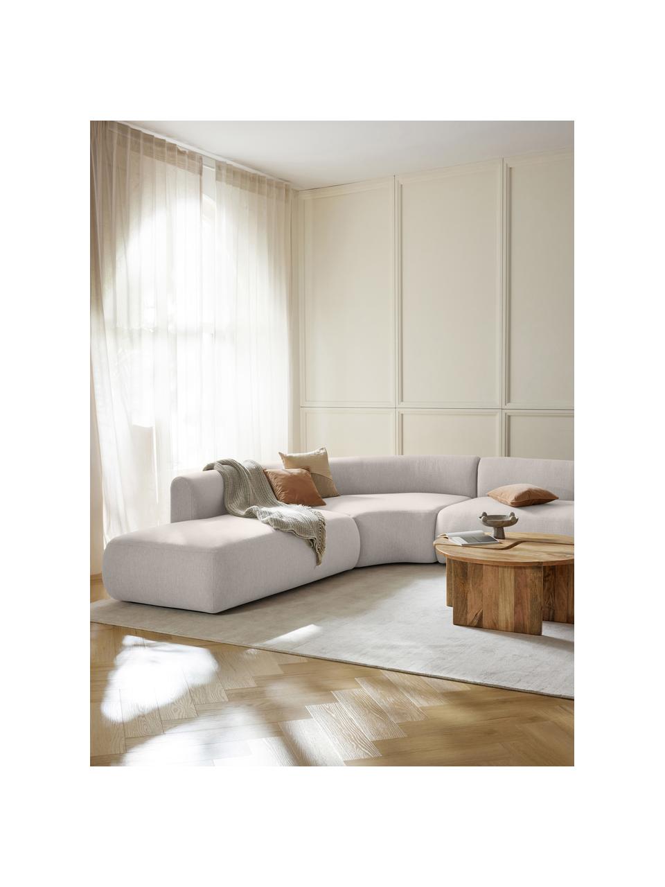 Chaise longue componibile Sofia, Rivestimento: 100% polipropilene Il riv, Struttura: legno di abete, truciolat, Piedini: plastica Il materiale uti, Tessuto bianco crema, Larg. 159 x Prof. 103 cm, schienale a sinistra