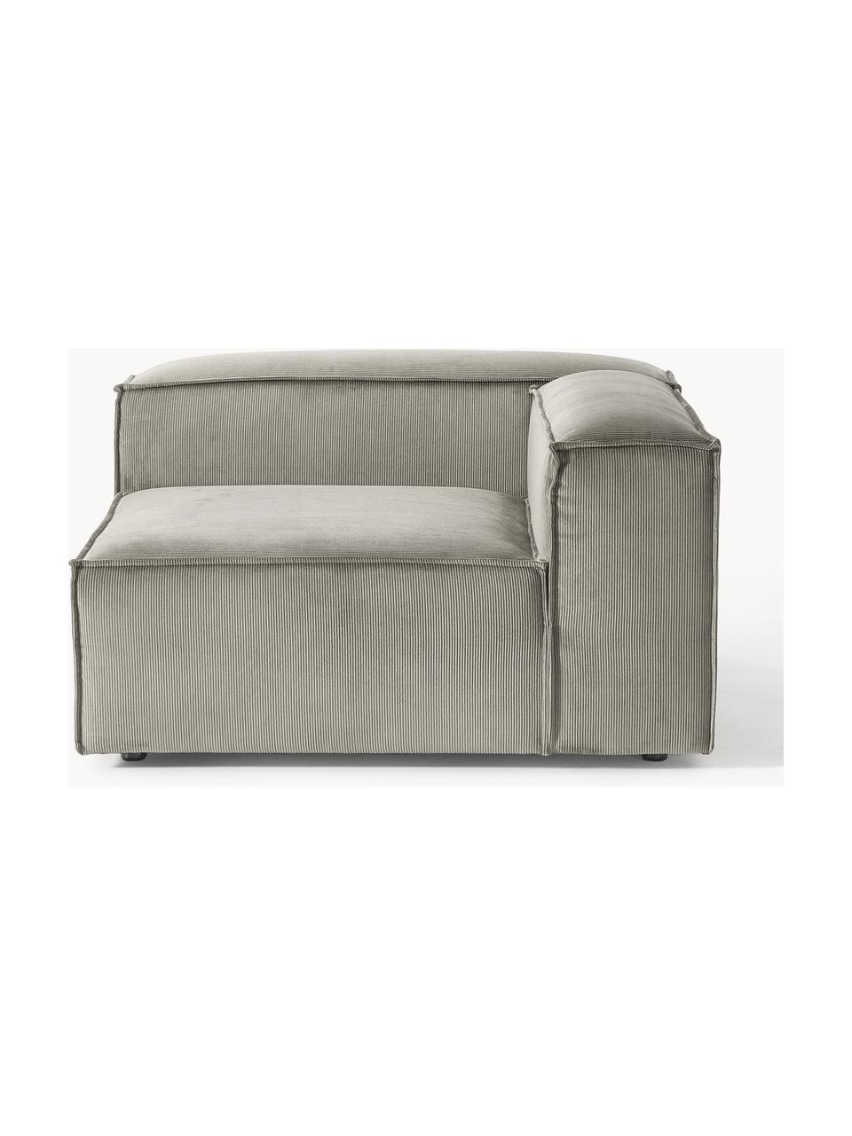 Módulo de esquina de pana sofá Lennon, Tapizado: pana (92% poliéster, 8% p, Estructura: madera de pino maciza, ma, Patas: plástico Este producto es, Pana gris, An 119 x F 119 cm, chaise longue izquierda