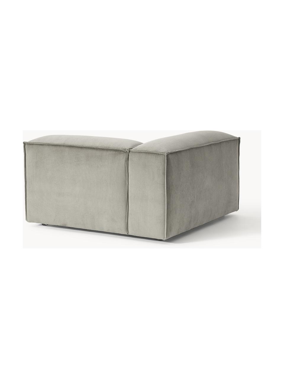 Módulo de esquina de pana sofá Lennon, Tapizado: pana (92% poliéster, 8% p, Estructura: madera de pino maciza, ma, Patas: plástico Este producto es, Pana gris, An 119 x F 119 cm, chaise longue izquierda