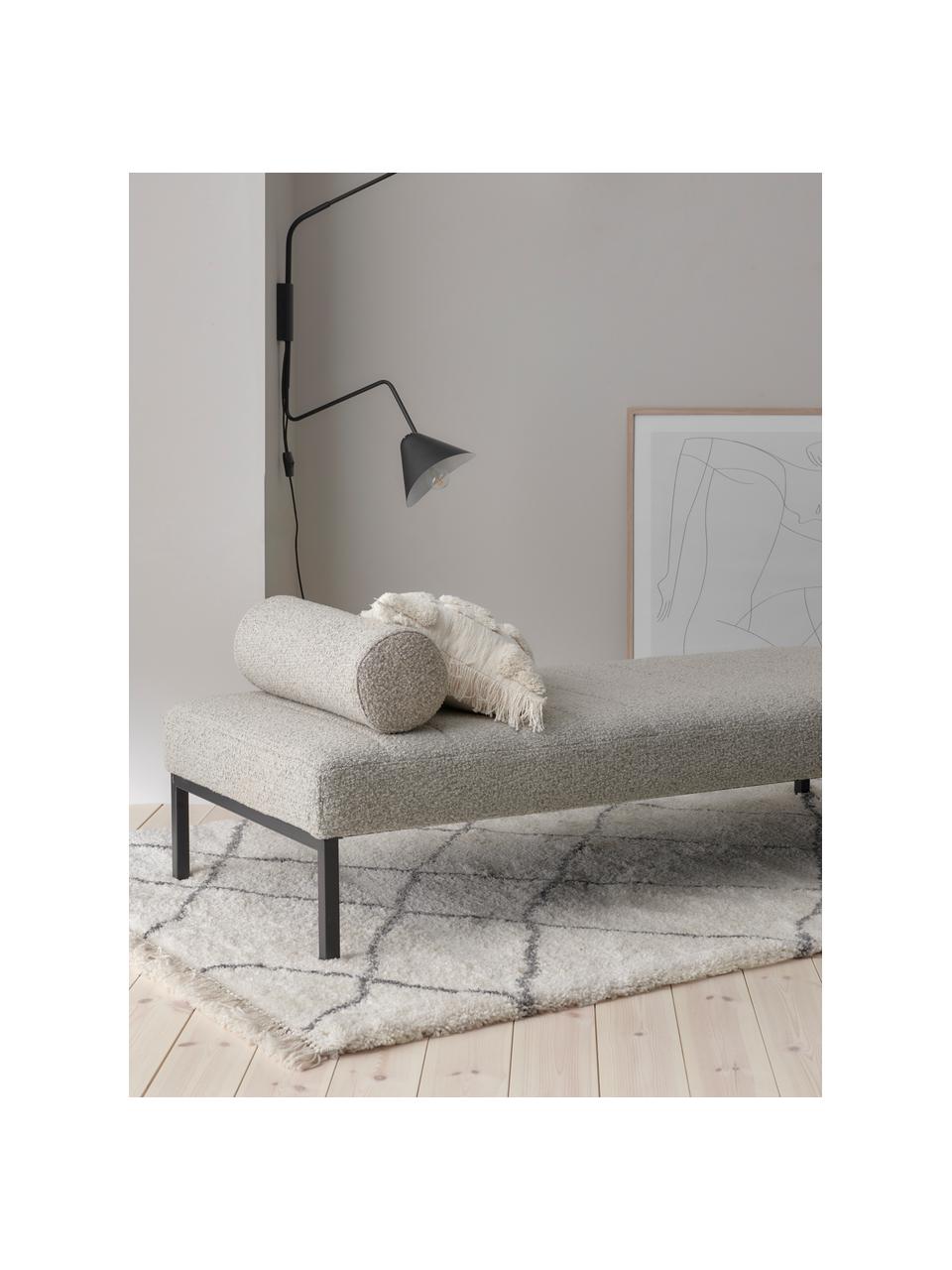 Lettino in bouclé grigio chiaro Wowi, Rivestimento: 95 % poliestere, 5 % acri, Struttura: legno di pino certificato, Grigio chiaro, Larg. 180 x Prof. 80 cm