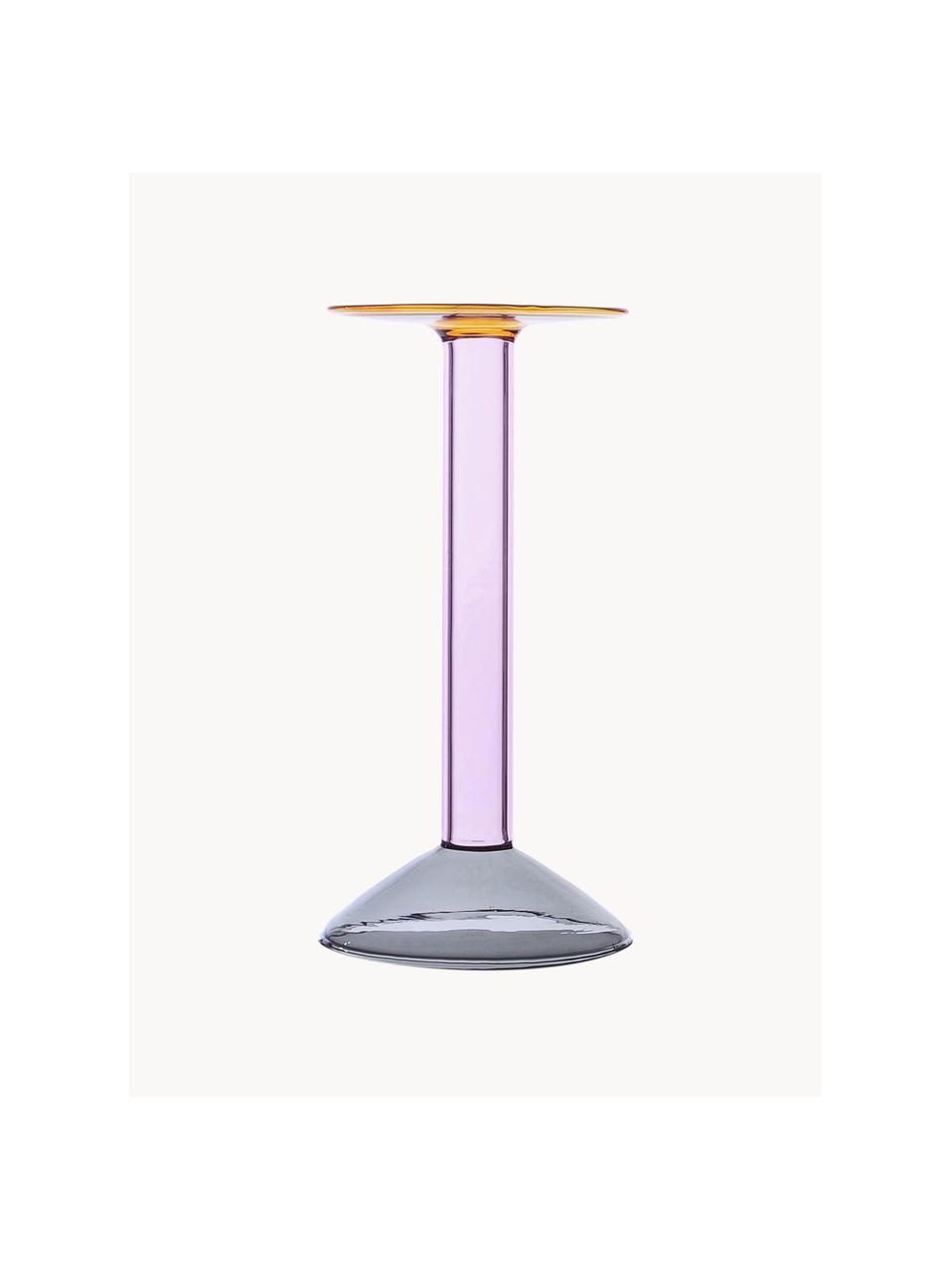 Candelabro artesanal Rainbow, 29 cm, Vidrio de borosilicato, Color lavanda, gris claro, naranja, Ø 12 x Al 29 cm