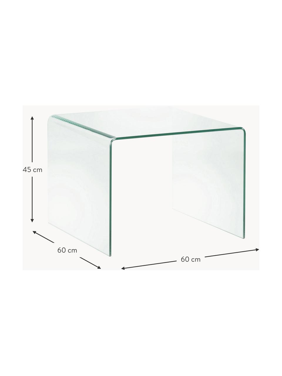 Skleněný odkládací stolek Burano, Tvrzené sklo, Transparentní, Š 60 cm, V 45 cm