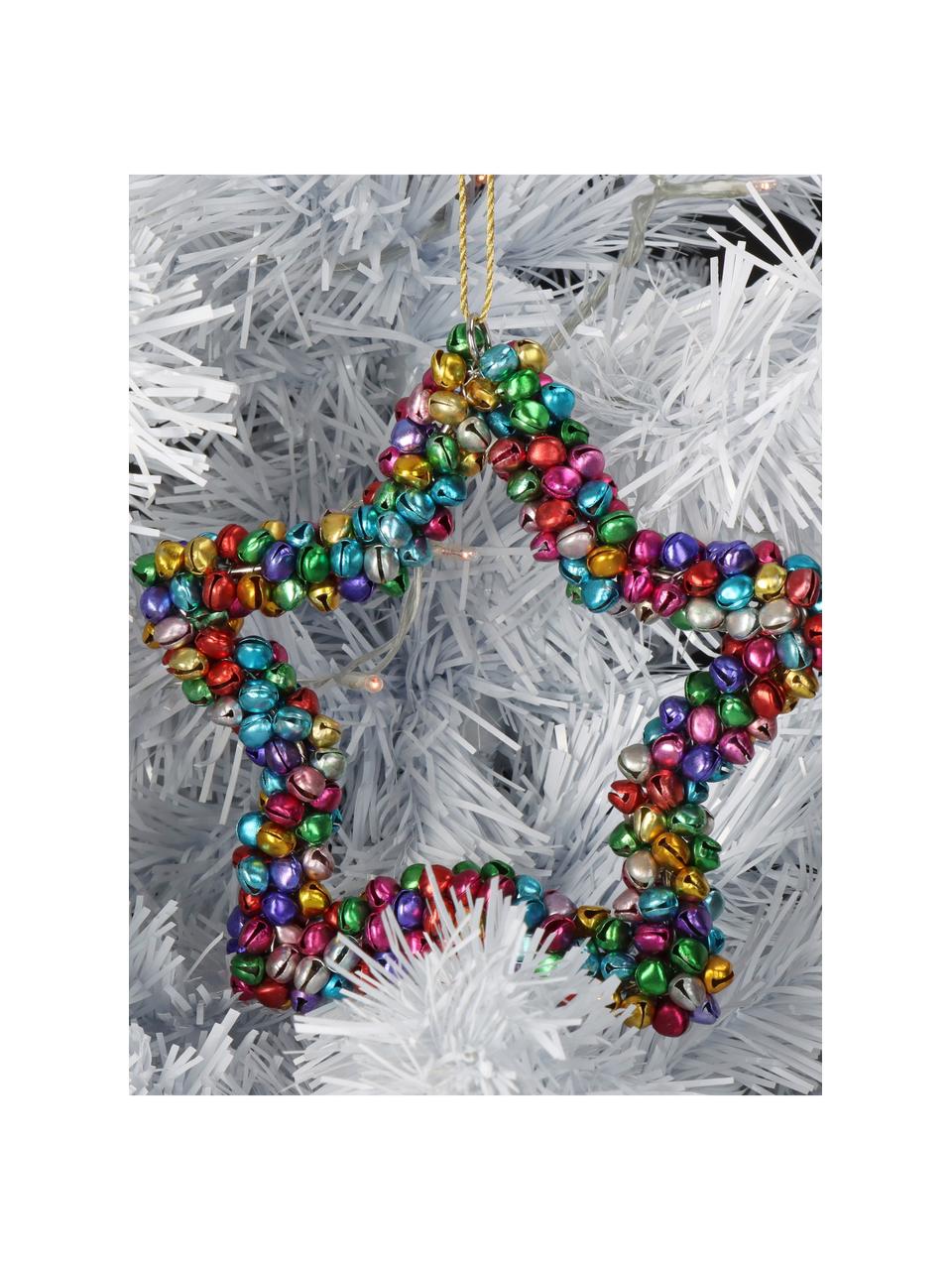 Adorno navideño con cascabeles Star, Metal recubierto, Multicolor, An 14 x Al 14 cm