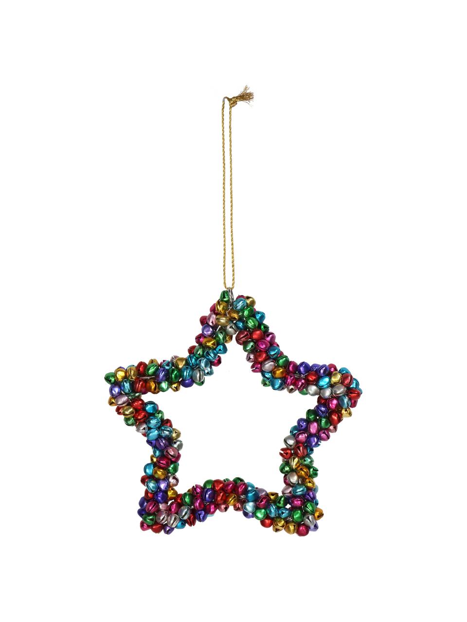 Adorno navideño con cascabeles Star, Metal recubierto, Multicolor, An 14 x Al 14 cm