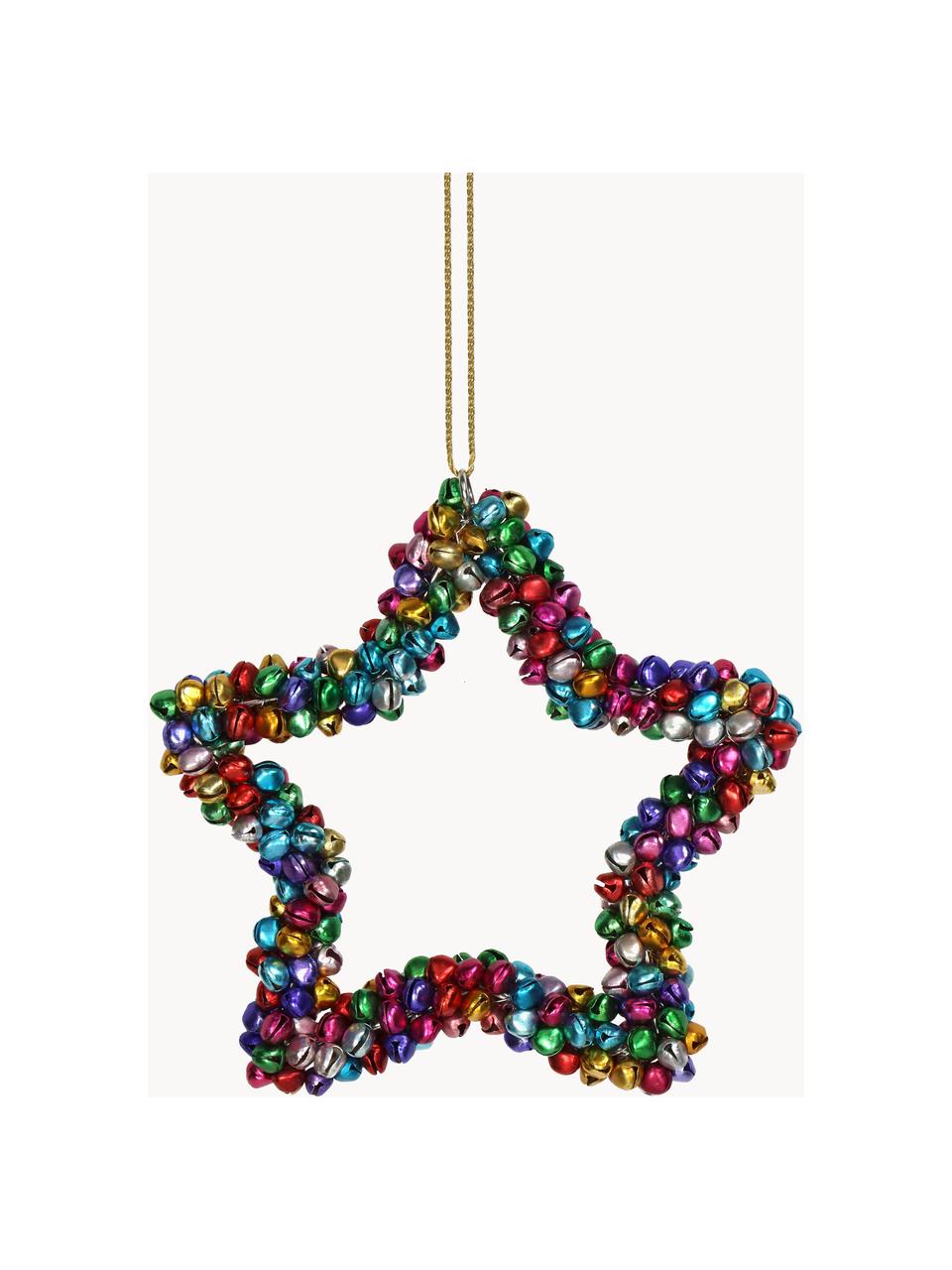 Décoration de sapin de Noël avec clochette Star, Métal, enduit, Multicolore, larg. 14 x haut. 14 cm