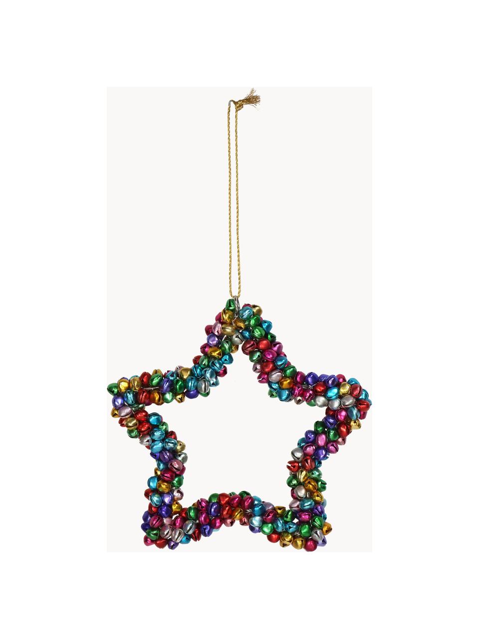 Adorno navideño con cascabeles Star, Metal recubierto, Multicolor, An 14 x Al 14 cm