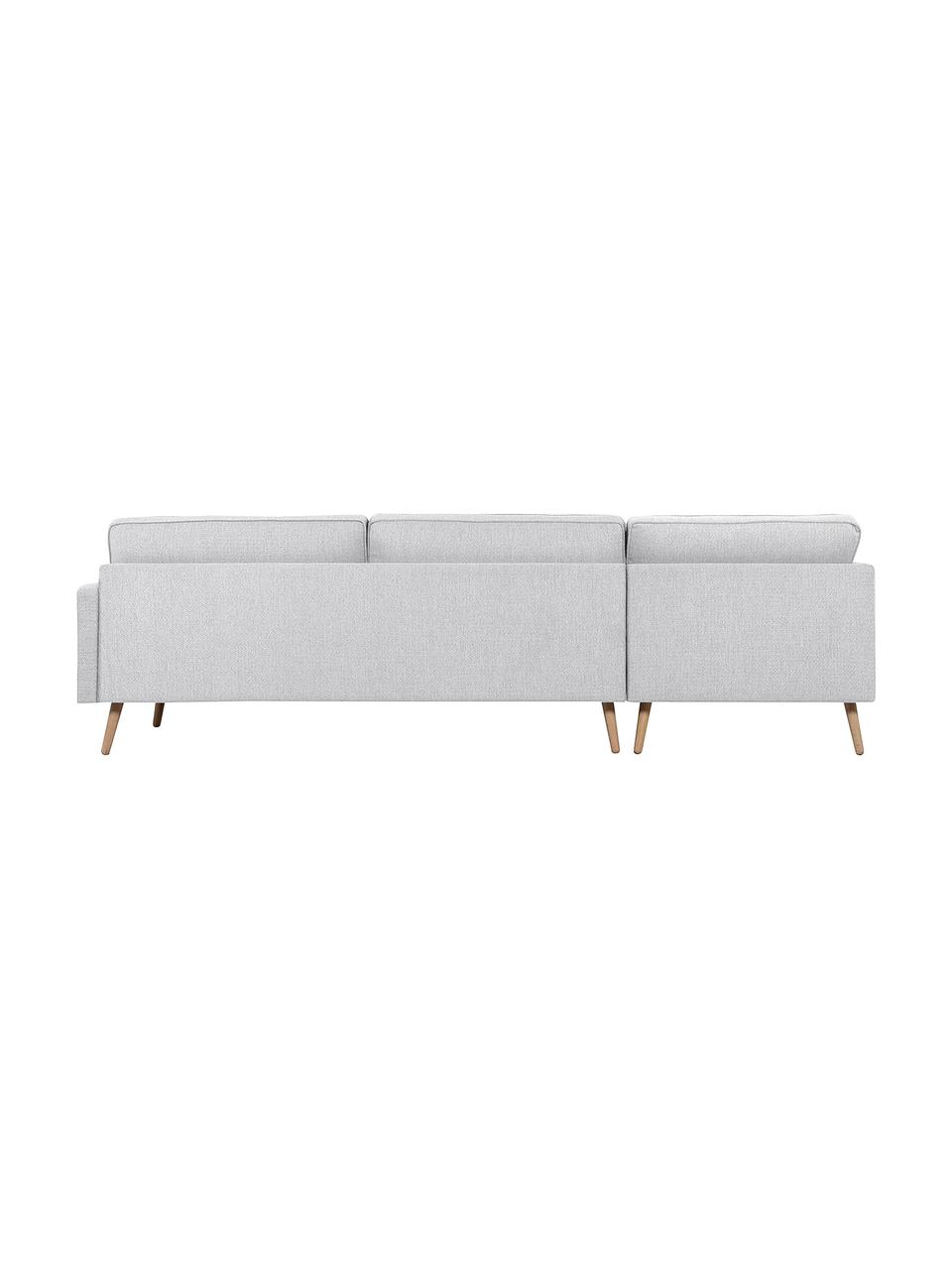 Sofa narożna  z nogami z drewna dębowego Saint (4-osobowa), Tapicerka: poliester Dzięki tkaninie, Jasnoszara tkanina, S 294 x G 220 cm