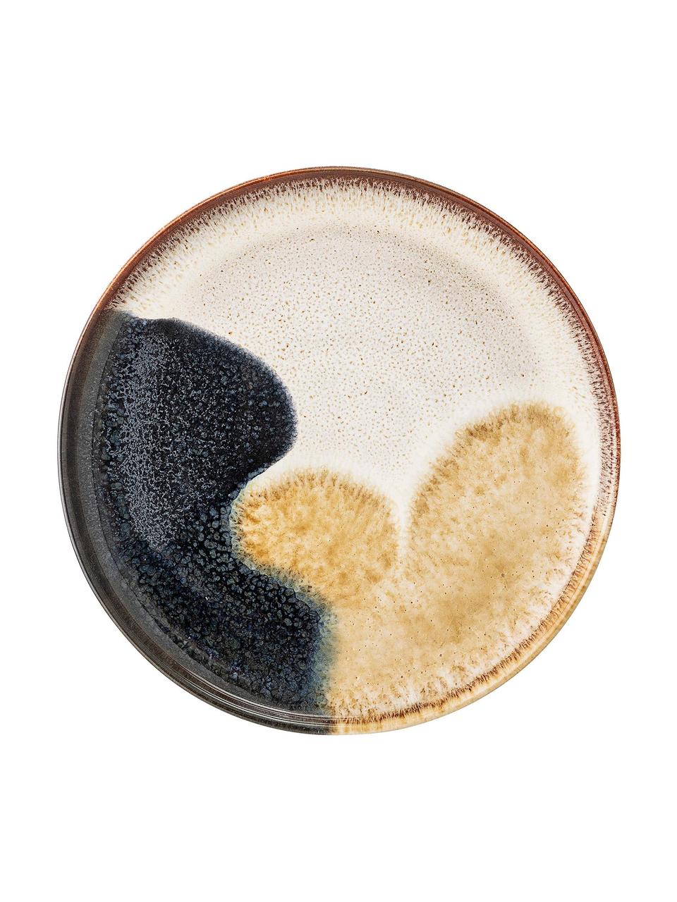 Assiettes à dessert faites main avec dégradé Jules, 2 pièces, Grès cérame, Tons beiges, tons bruns, bleu, Ø 22 cm