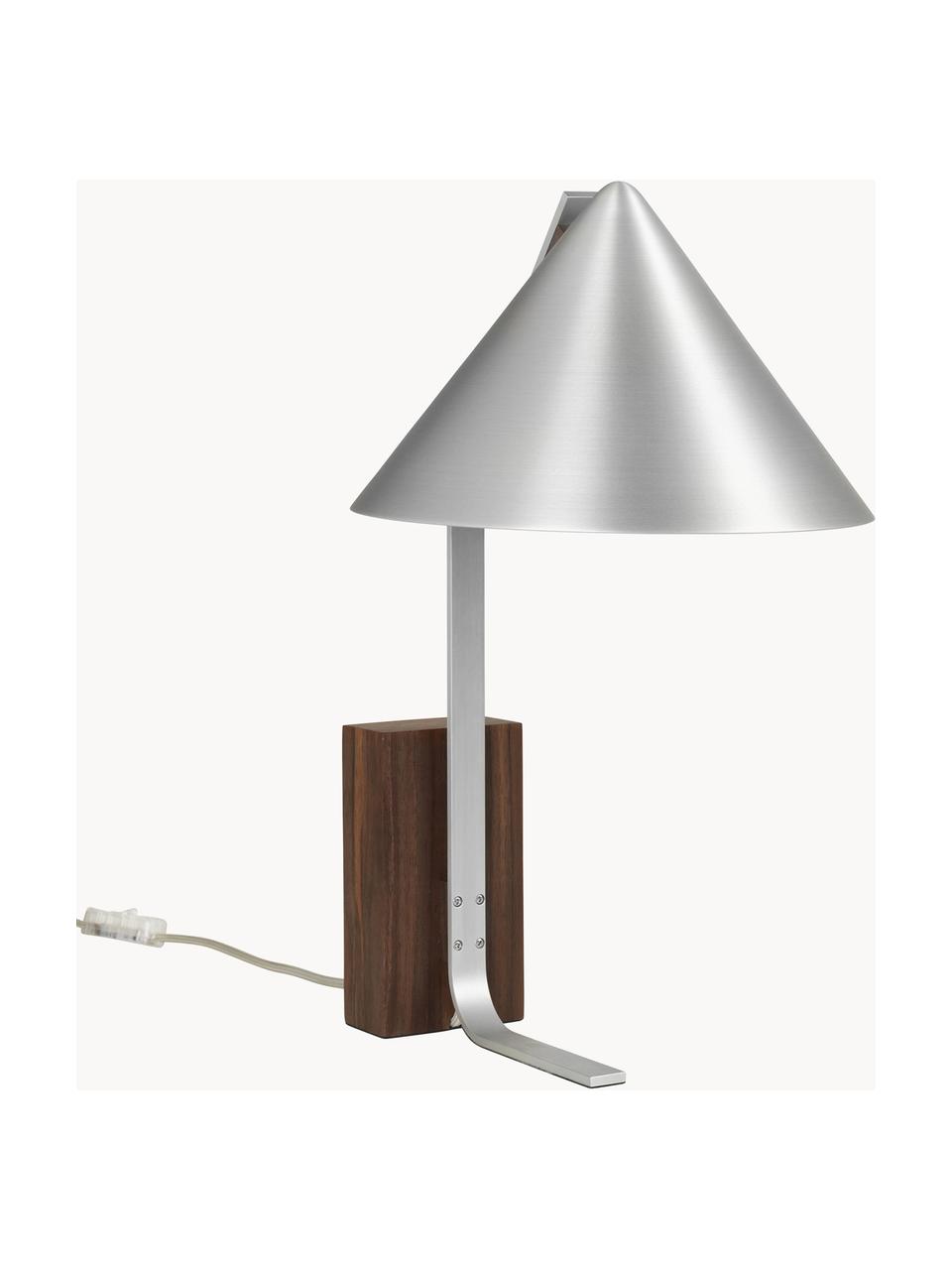 Lámpara de mesa Cone, Cable: cubierto en tela, Plateado, Ø 25 x Al 44 cm