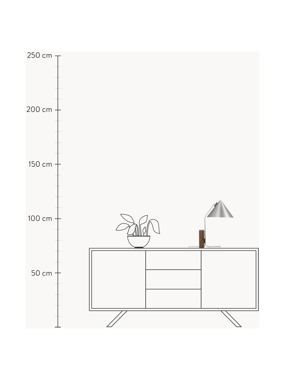 Lámpara de mesa Cone, Cable: cubierto en tela, Plateado, Ø 25 x Al 44 cm