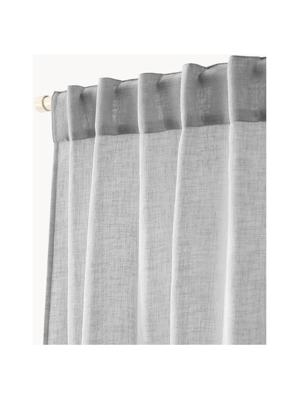 Rideaux semi-transparents avec pattes cachées Ibiza, 2 pièces, 100 % polyester, Gris, larg. 135 x long. 260 cm