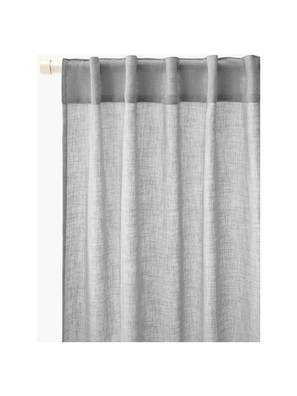 Cortinas semitransparente con dobladillo Gardine Ibiza, 2 uds., 100% poliéster, Gris, An 135 x L 260 cm