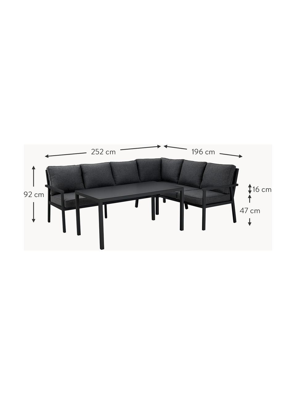 Garten-Lounge-Set Rana, 2-tlg., Gestell: Aluminium, pulverbeschich, Bezug: Textilene, Schwarz, Set mit verschiedenen Grössen