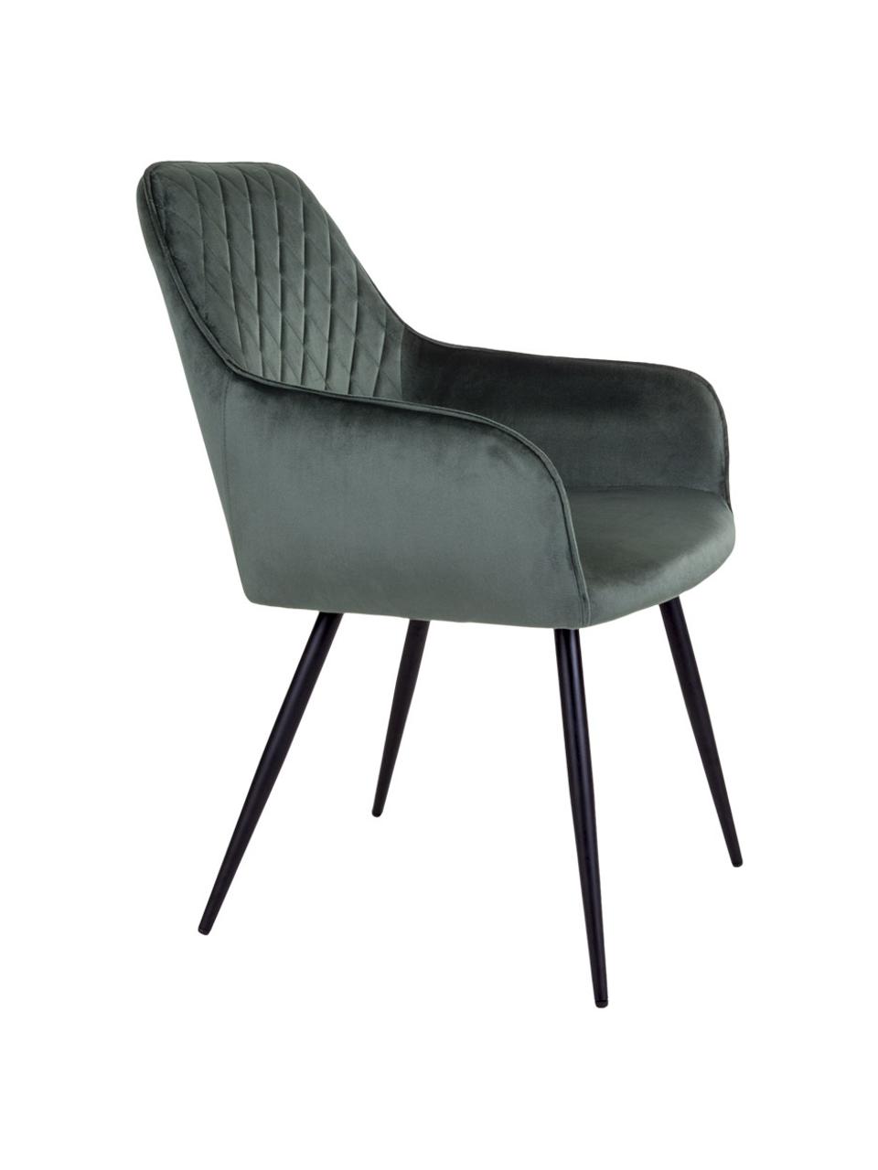 Zamatové stoličky s opierkami Harbo, 2 ks, Zamatová zelená, Š 57 x H 65 cm