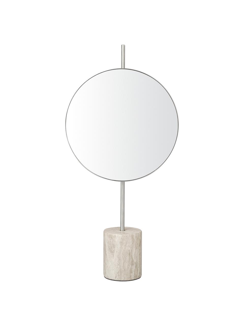 Miroir de salle de bains pied marbré Lamura, Beige, couleur argentée, larg. 18 x haut. 38 cm