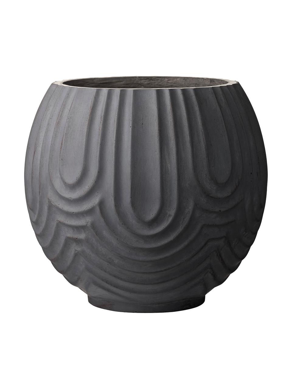 Cache-pot en argile fait main Sarah, Argile fibreuse, Noir, Ø 37 cm x haut. 37 cm