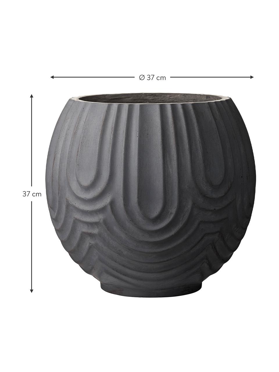 Handgemaakte plantenpot Sarah, Vezelcement, Zwart, Ø 37 x H 37 cm