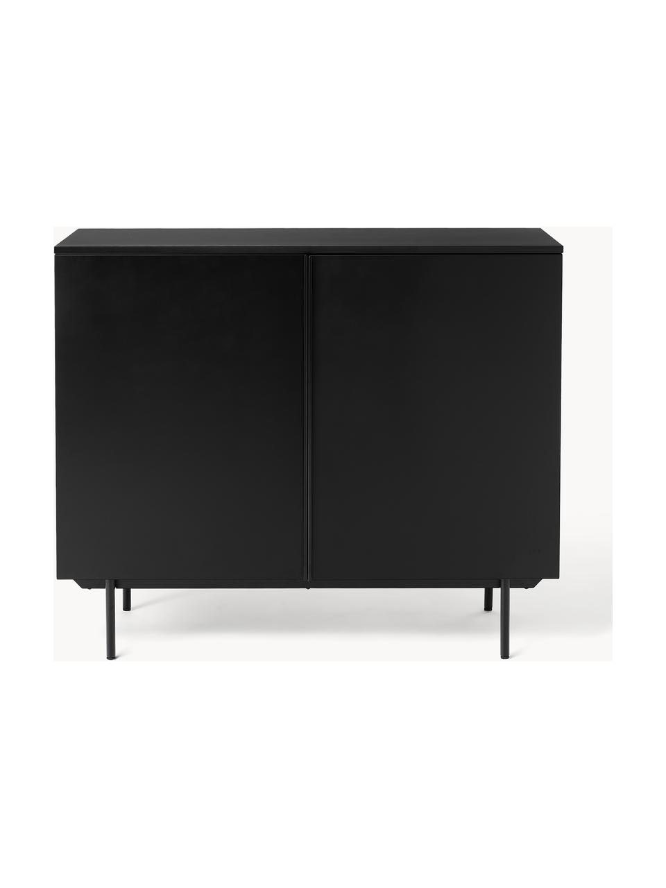 Credenza alta in legno Elona, Nero, Larg. 100 x Alt. 120 cm