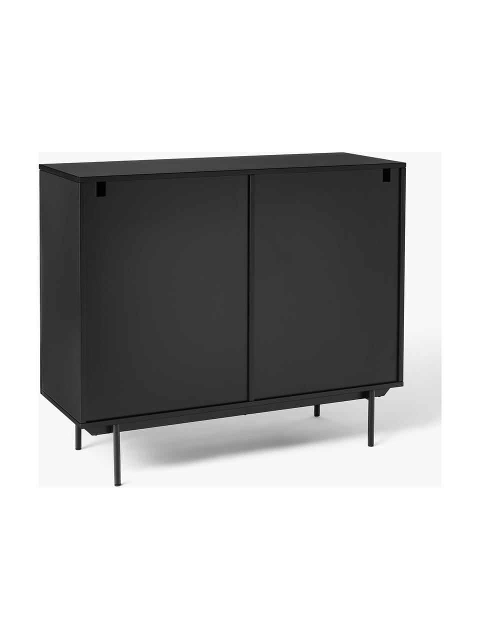 Credenza alta in legno Elona, Nero, Larg. 100 x Alt. 120 cm