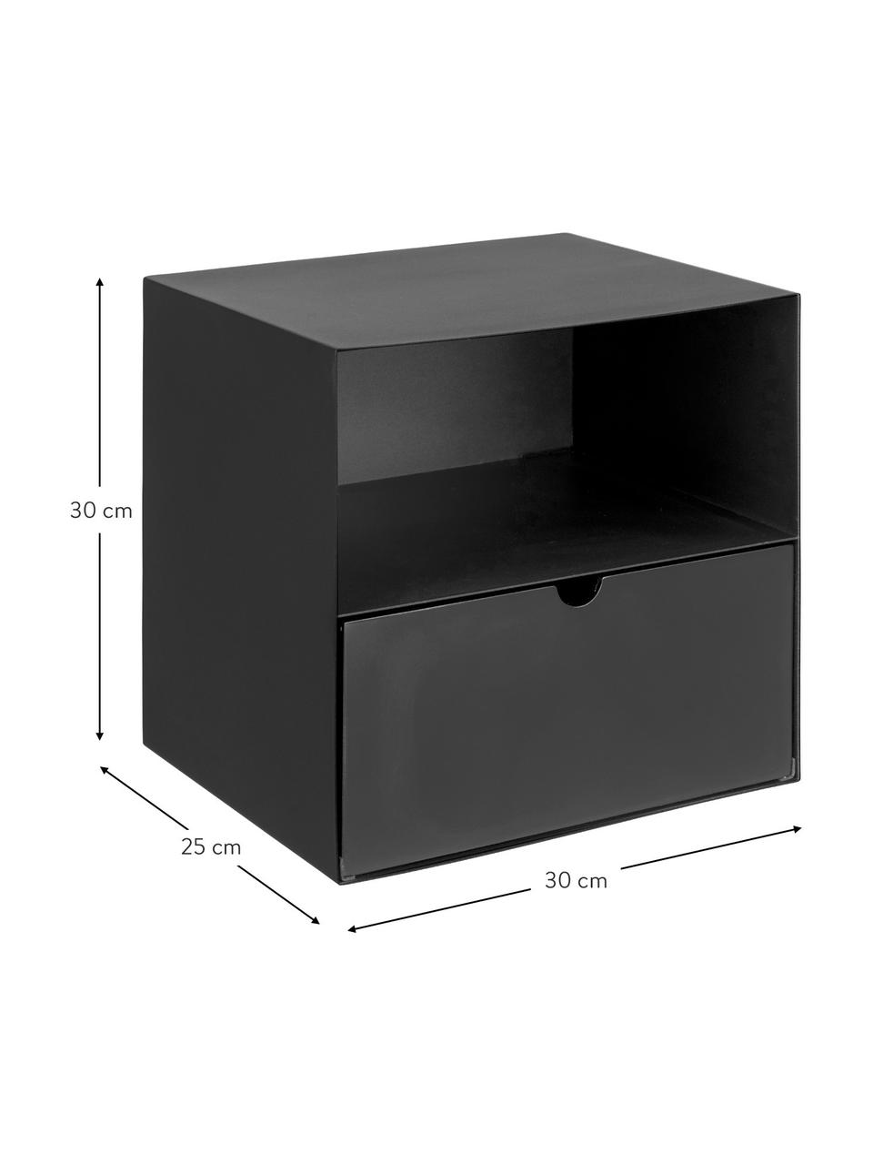 Schwarzer Wand-Nachttisch Joliet mit Schublade, Gestell: Metall, pulverbeschichtet, Schwarz, B 30 x H 30 cm