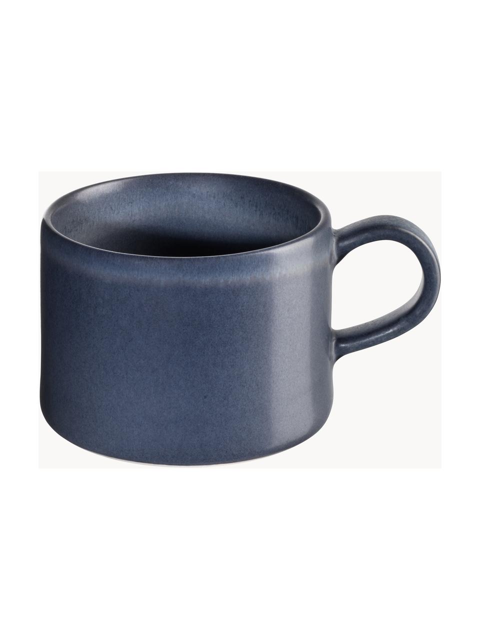 Kaffeetassen Gobi mit reaktiver Glasur, 6 Stück, Steinzeug, Graublau, Ø 10 x H 7 cm, 300 ml