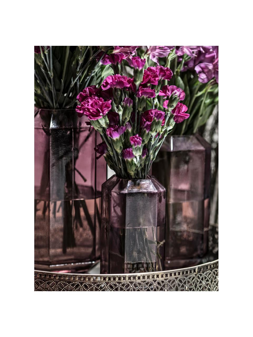 Vaso di design in vetro Divine, Vetro, Viola trasparente, Ø 8 x Alt. 16 cm