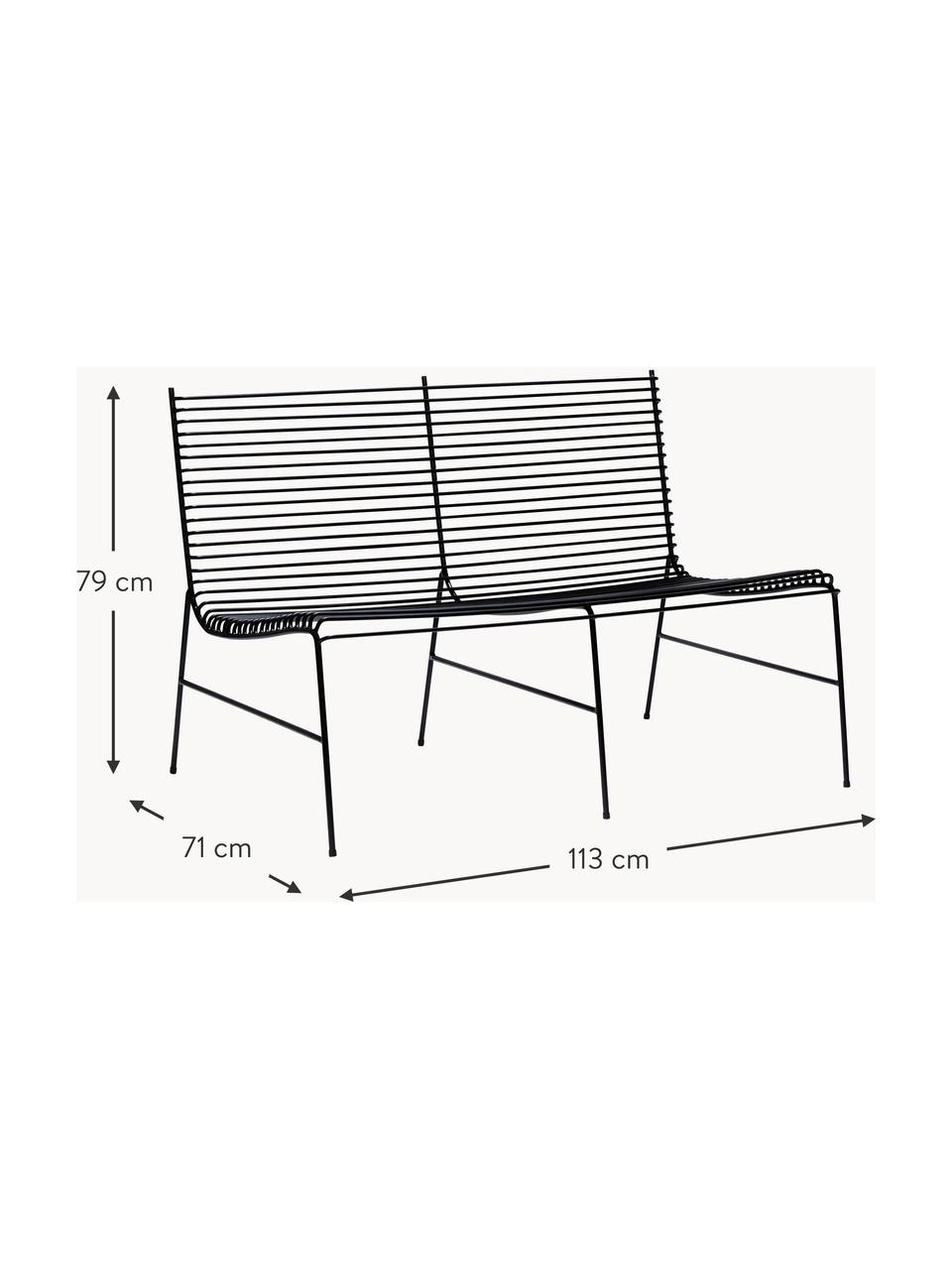 Banc de jardin String, Métal, enduit, Noir, larg. 113 x prof. 71 cm