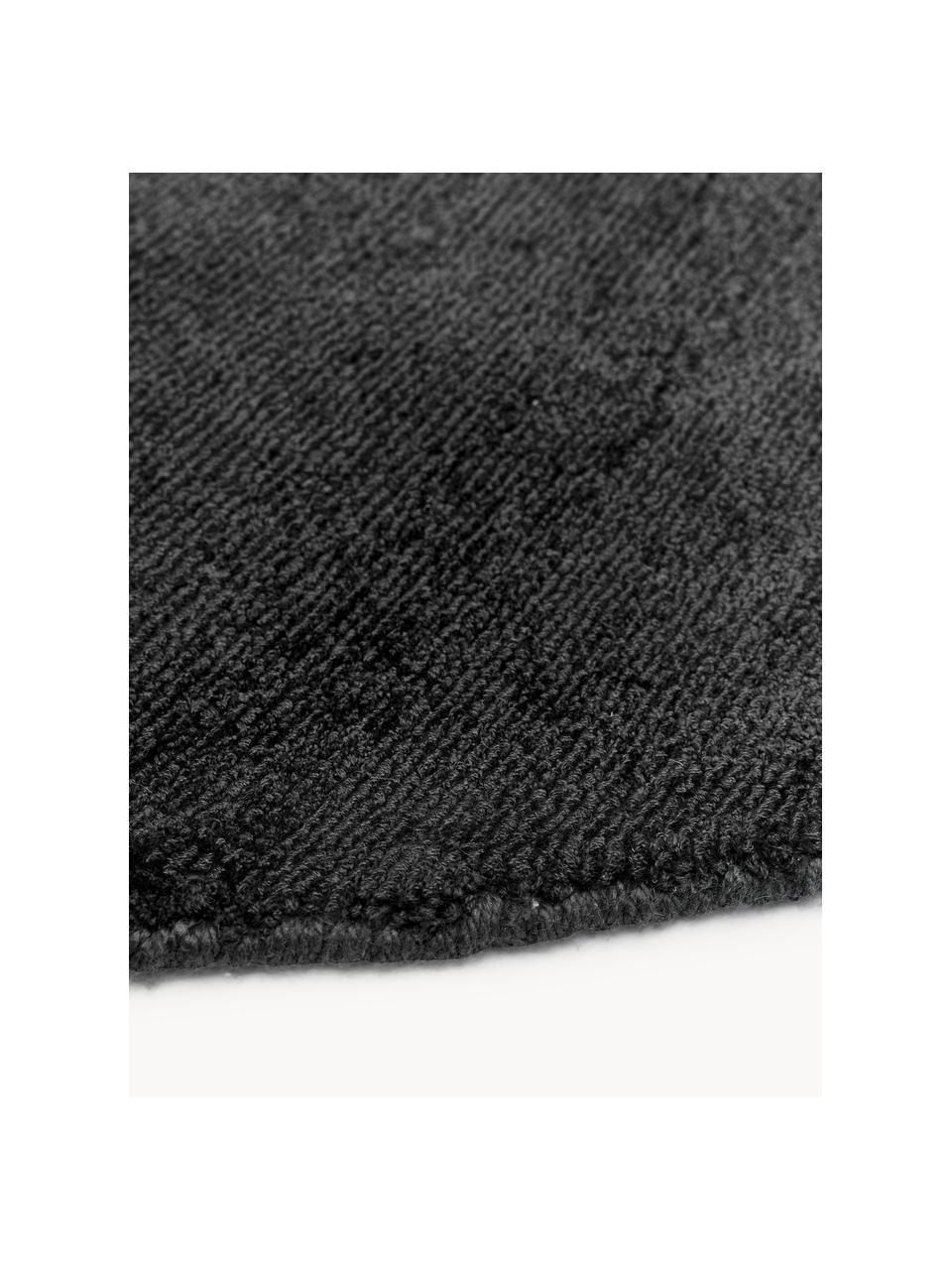 Tapis rond en viscose tissé main Jane, Anthracite, Ø 200 cm (taille L)