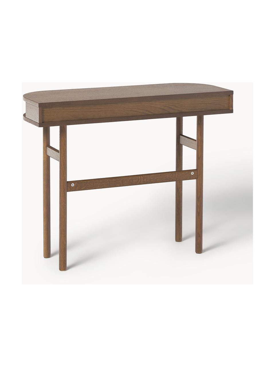 Konzolový stolek s žebrovanou přední stranou Front, Dubové dřevo, tmavě hnědě lakované, Š 100 cm, V 80 cm