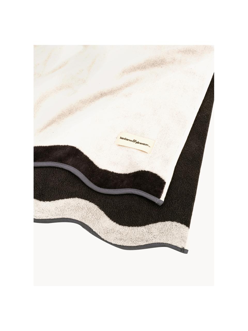Plážová osuška Wave, 100 % bavlna, Tlumeně bílá, černá, Š 86 cm, D 168 cm