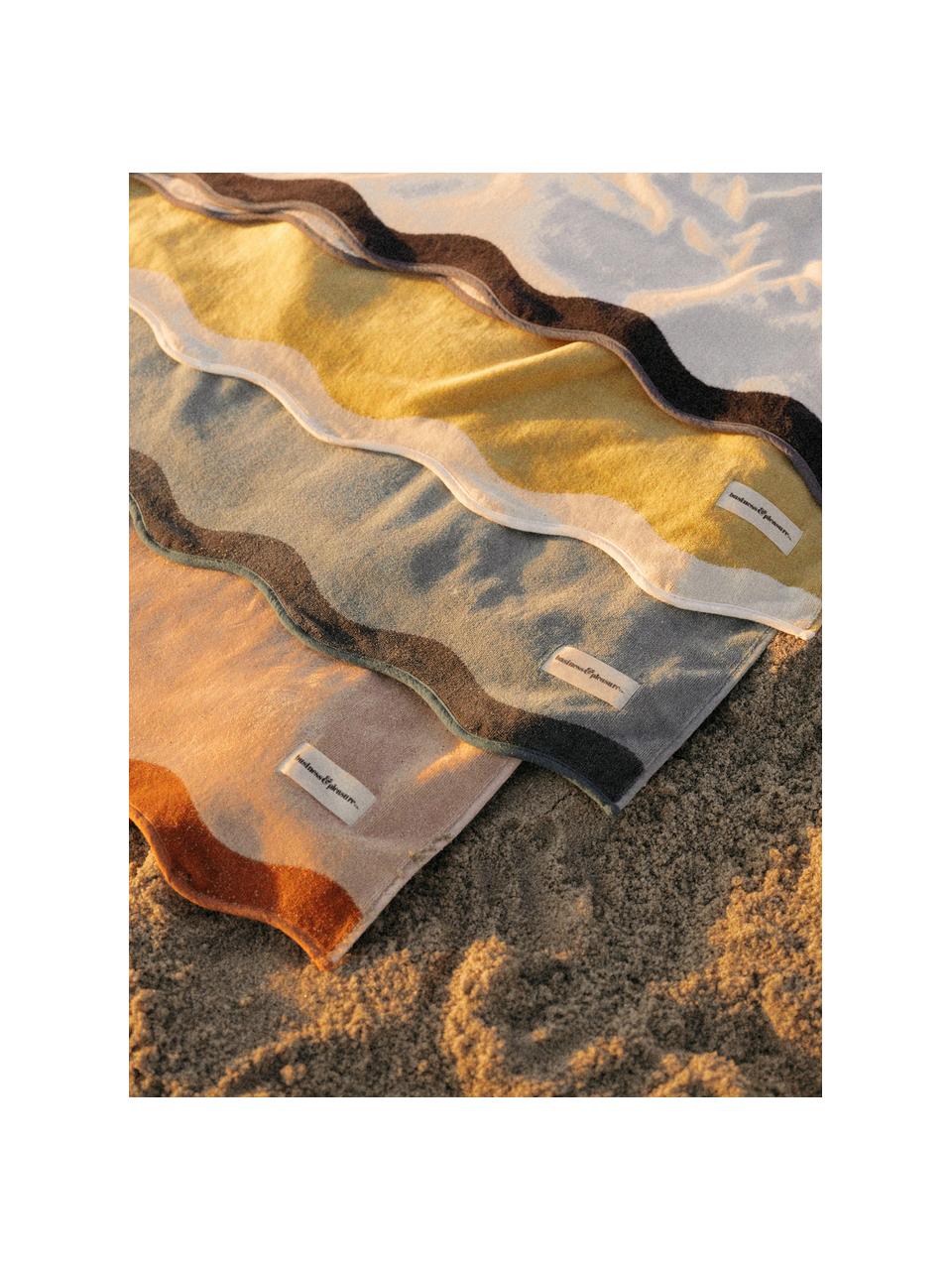 Strandtuch Wave, 100 % Baumwolle, Off White, Schwarz, B 86 x L 168 cm