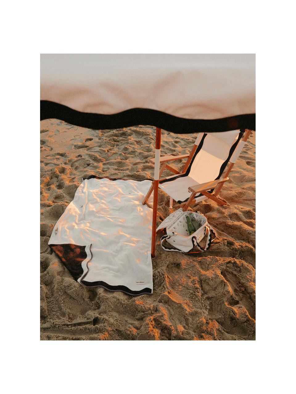 Plážová osuška Wave, 100 % bavlna, Tlumeně bílá, černá, Š 86 cm, D 168 cm