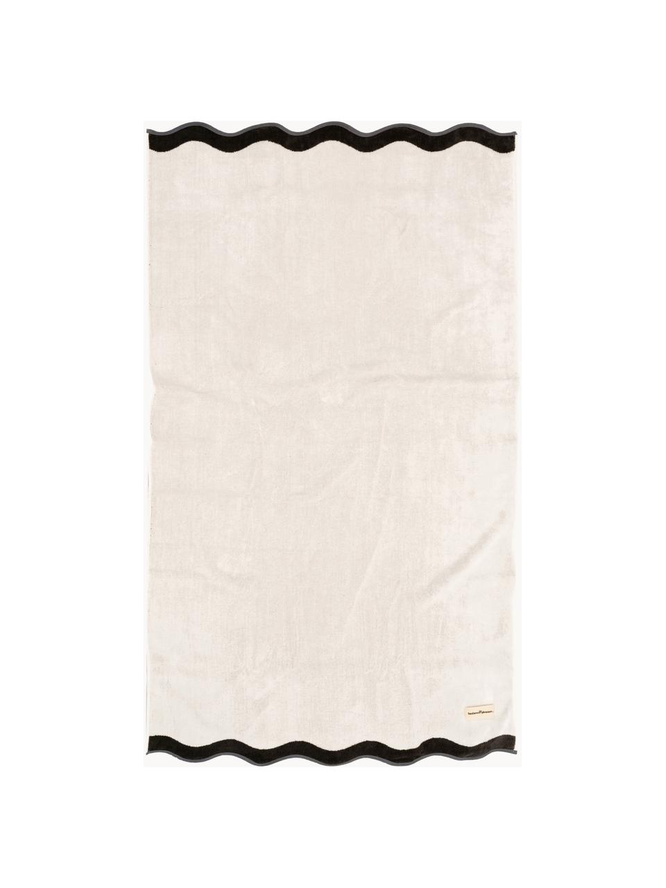 Toalla de playa Wave, 100% algodón, Blanco Off White, negro, An 86 x L 168 cm