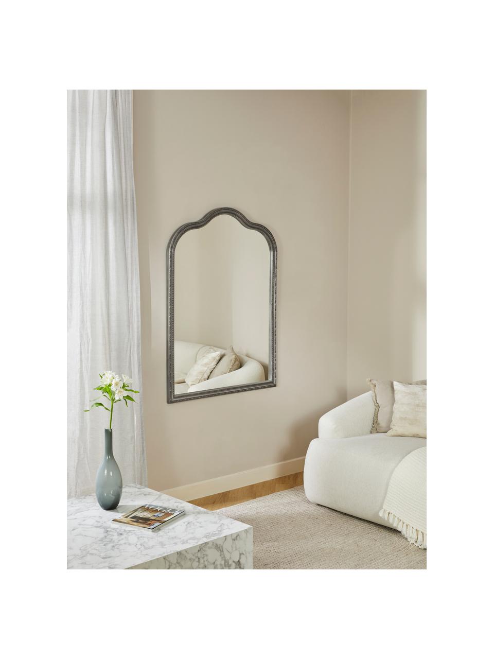 Barokke wandspiegel Muriel, Lijst: massief hout, gecoat, Zilverkleurig, B 90 x H 120 cm