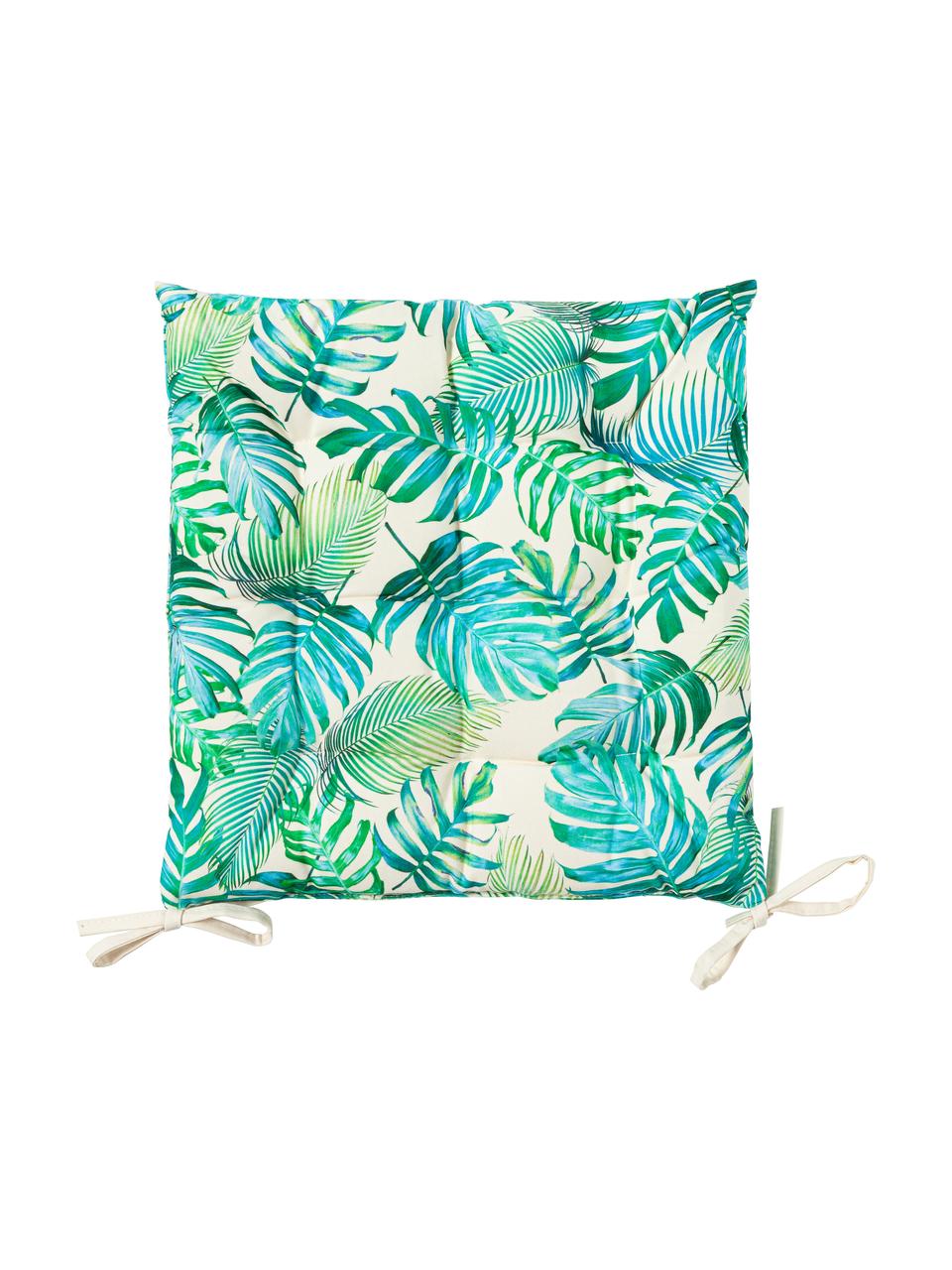 Outdoor stoelkussen Madeira  , Polyester, Gebroken wit, blauwtinten, groentinten, 40 x 40 cm