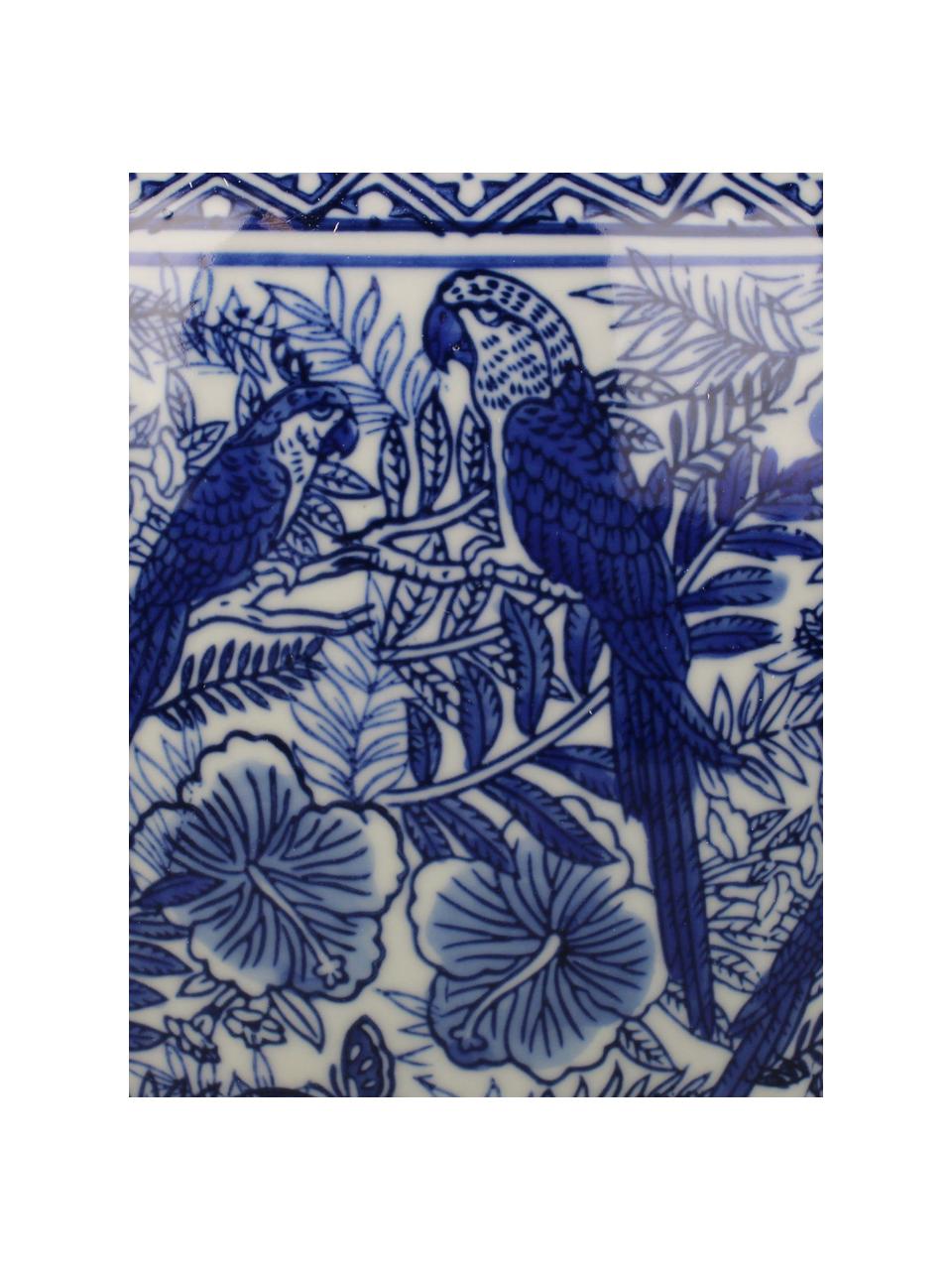 Osłonka na doniczkę z porcelany Parrots, Porcelana, Niebieski, biały, Ø 25 x W 28 cm