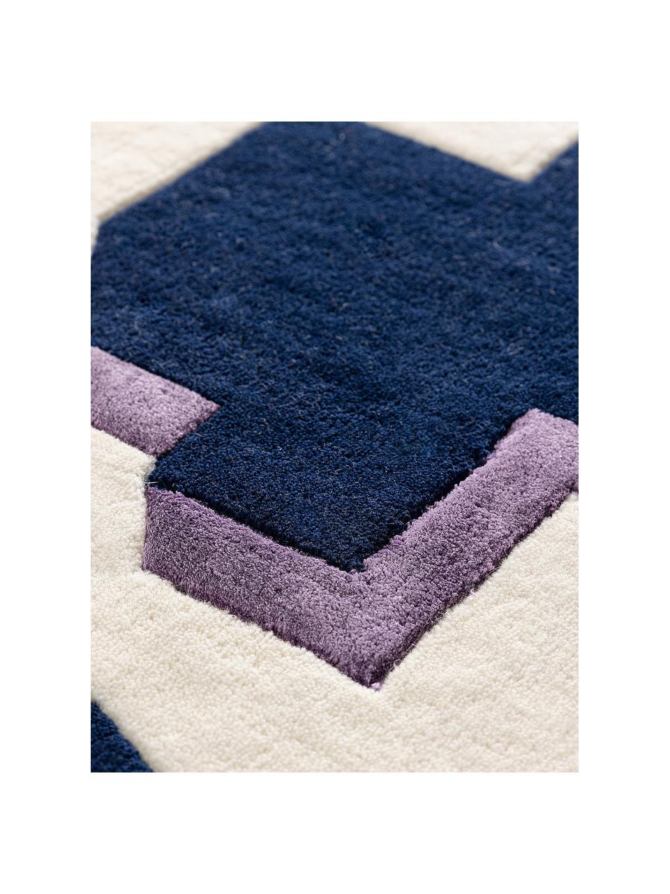 Alfombra artesanal de lana Keith, 90% lana, 10% lyocell

Las alfombras de lana se pueden aflojar durante las primeras semanas de uso, la pelusa se reduce con el uso diario., Beige claro, azul oscuro, An 160 x L 230 cm (Tamaño M)