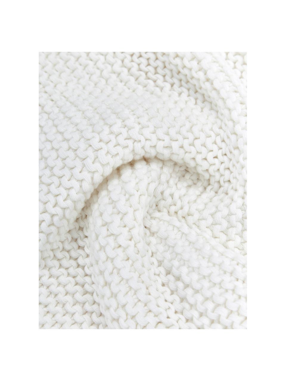Plaid en tricot Adalyn, 100 % coton bio, certifié GOTS, Blanc, larg. 150 x long. 200 cm