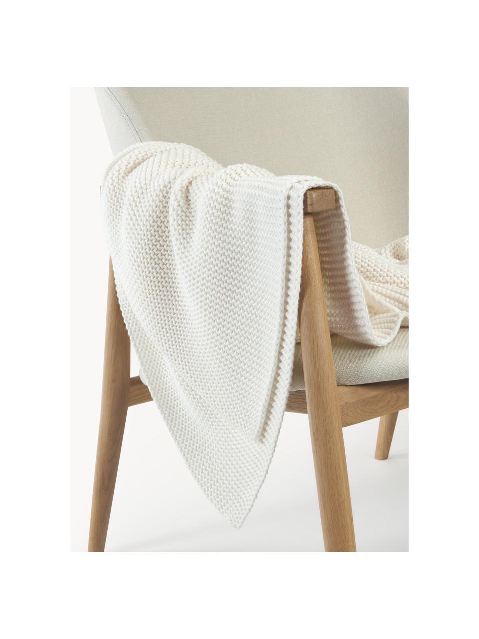 Strickdecke Adalyn, 100% Bio-Baumwolle, GOTS-zertifiziert, Off White, B 150 x L 200 cm