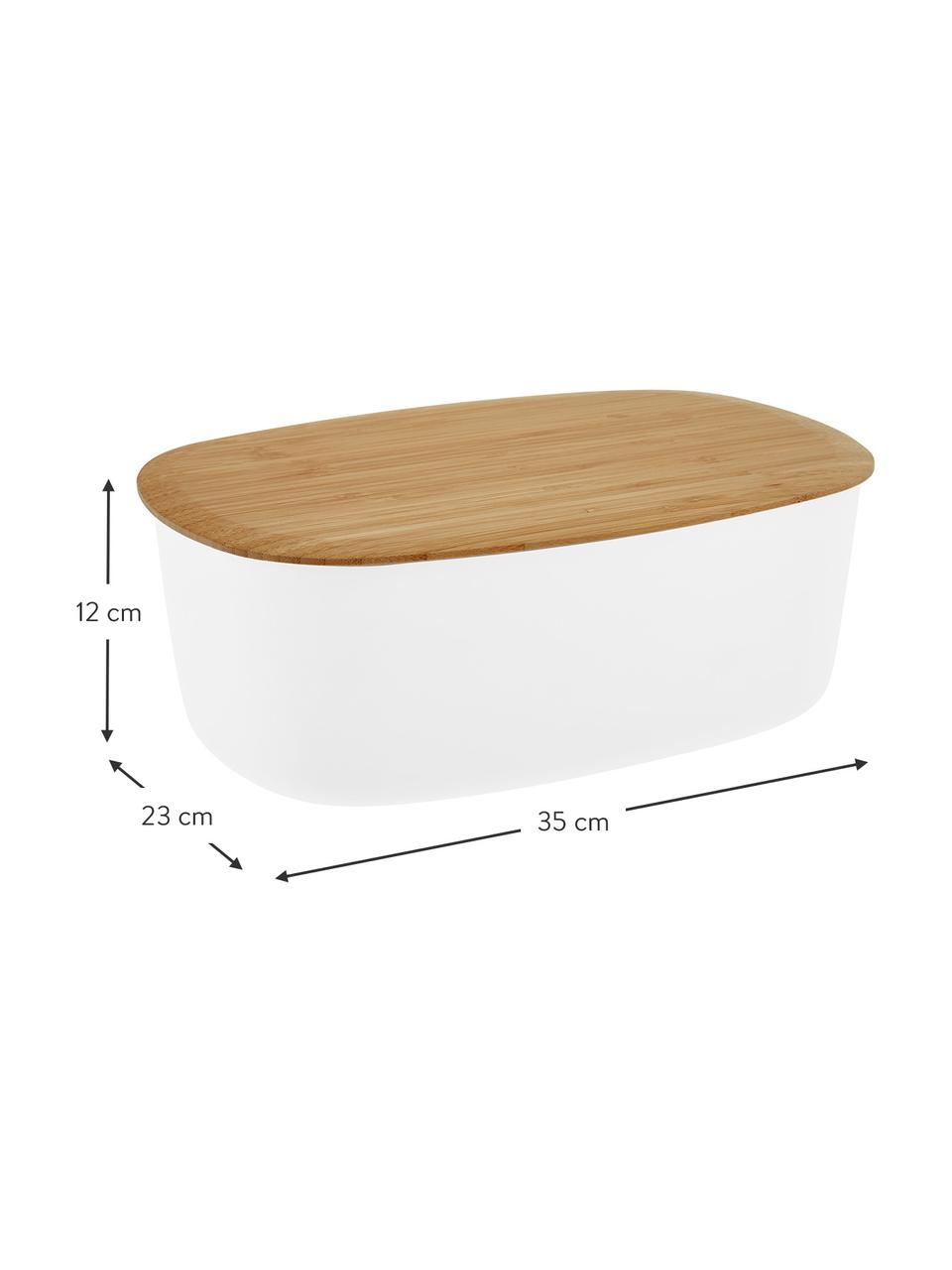 Boîte à pain avec couvercle en bambou Box-It, Blanc, brun clair, larg. 35 x haut. 12 cm
