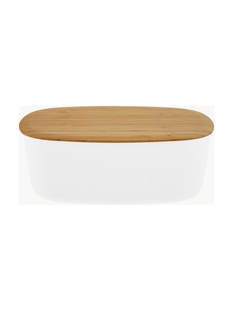 Chlebak z deską do krojenia jako pokrywką Box-It, Biały, jasne drewno naturalne, S 35 x W 12 cm