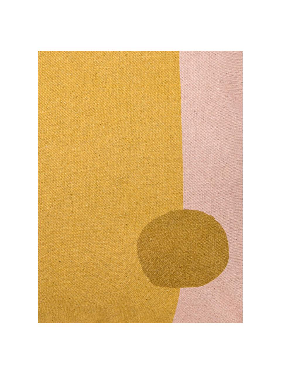 Kussenhoes Images met abstract motief, 85% katoen, 15% linnen, Geel, roze, lichtbruin, 50 x 50 cm