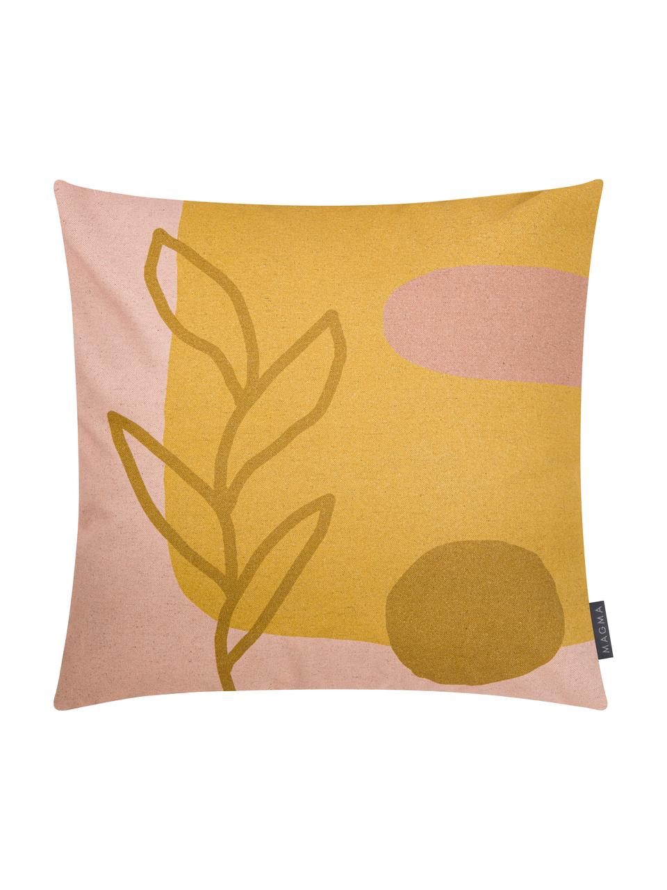 Housse de coussin réversible imprimé abstrait Images, Jaune, rose, brun clair