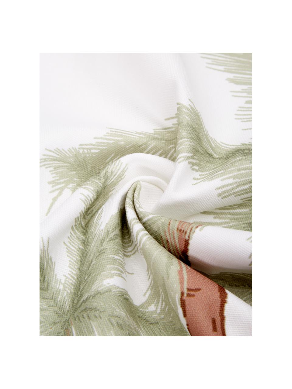 Povlak na polštář z organické bavlny s palmovým potiskem Palima, 100 % bio bavlna, s certifikátem GOTS, Bílá, zelená, Š 45 cm, D 45 cm